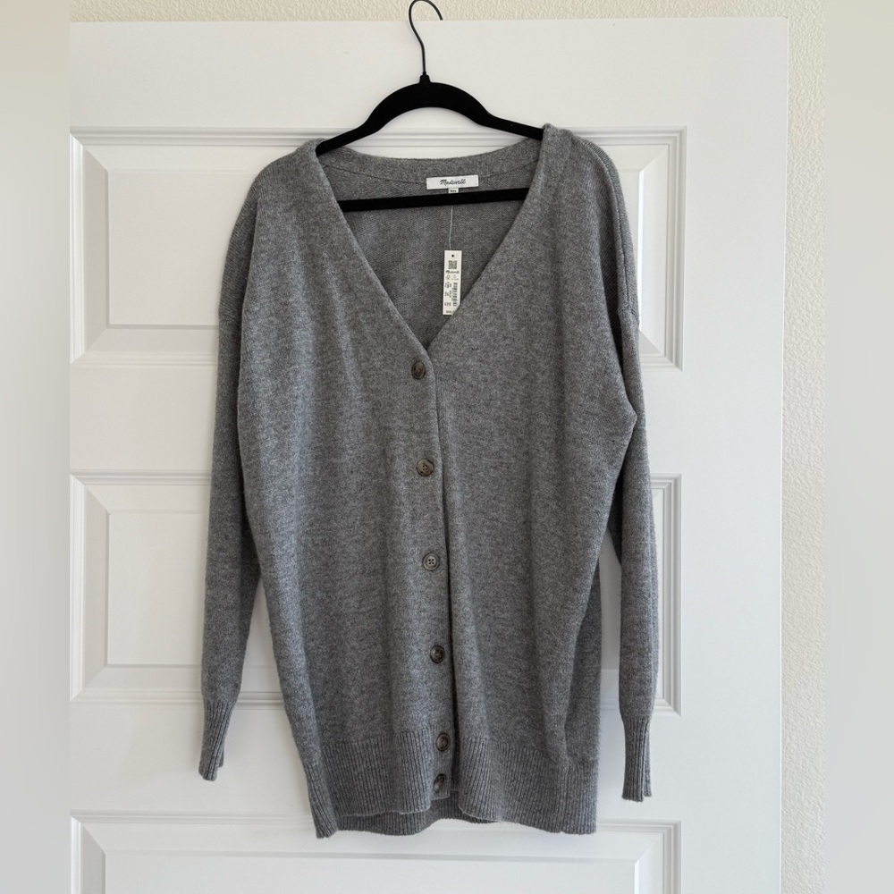 Madewell Knit Button Up Cardigan Sweater - Grey